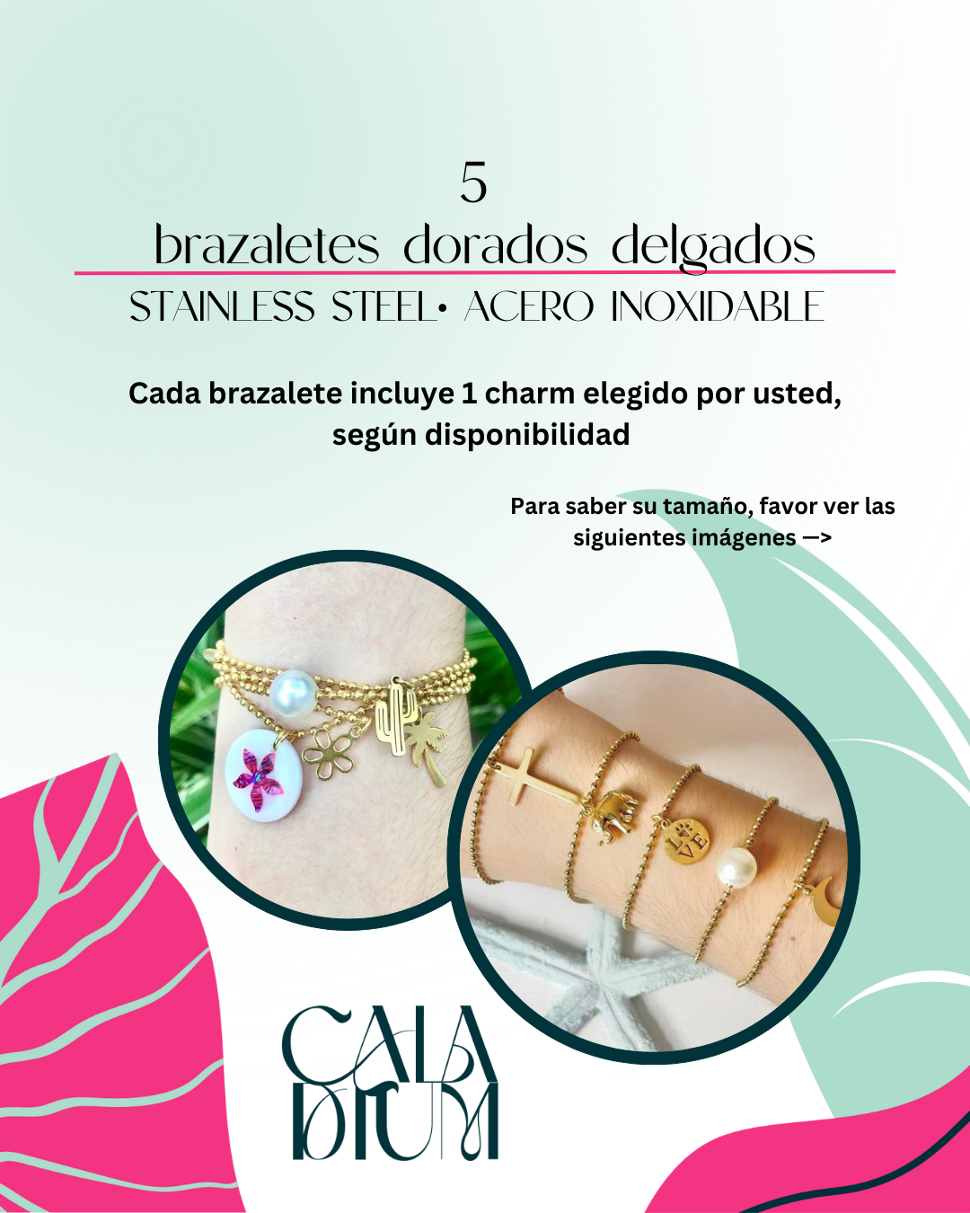 5 brazaletes dorados delgados