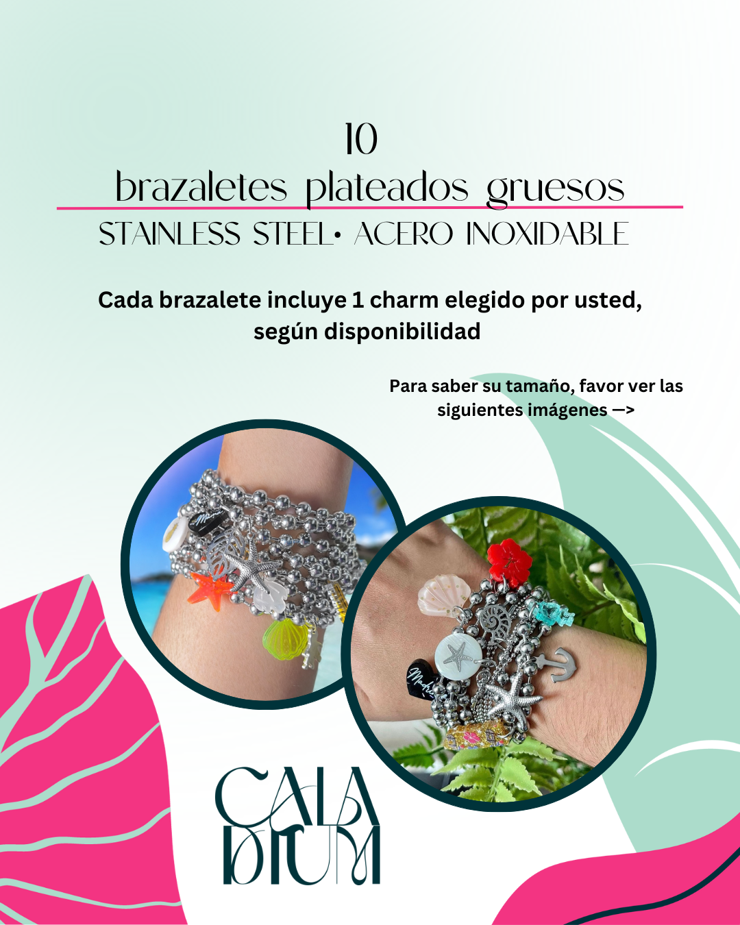 10 brazaletes plateados GRUESOS