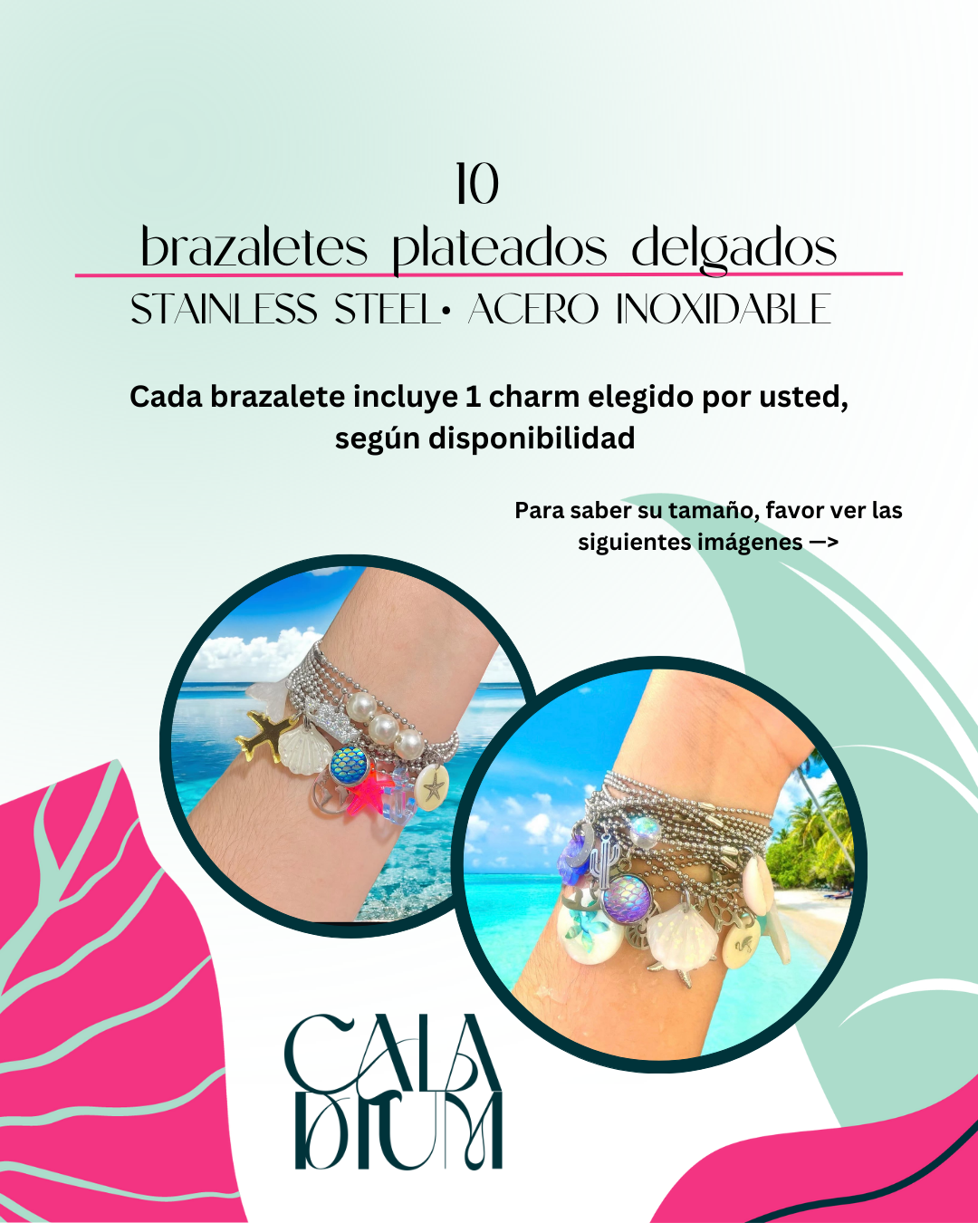 10 brazaletes plateados delgados