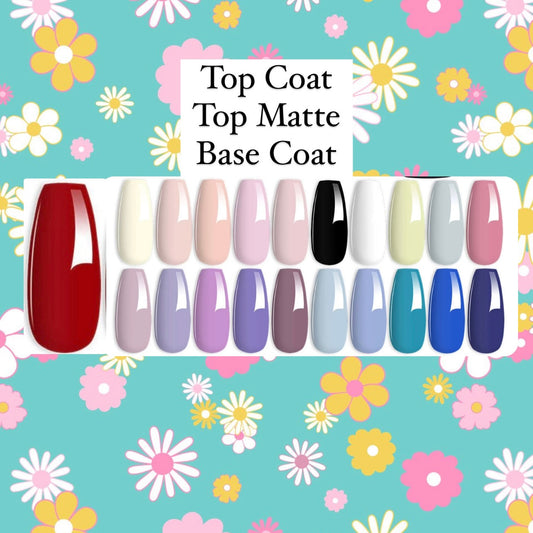 Kit de 21 geles de color • top coat • top matte & base coat • 8mL