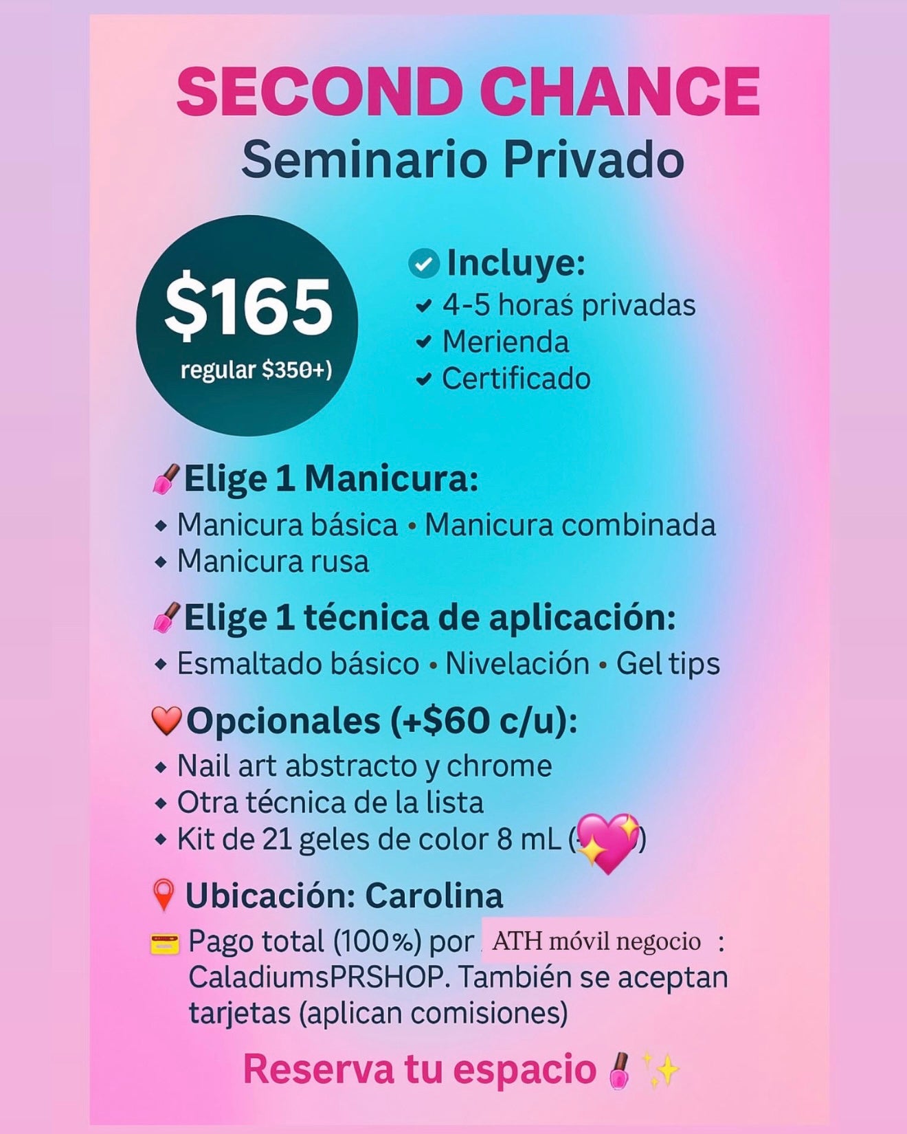 SECOND CHANCE 🤭 Seminario Presencial Privado en oferta (totalidad)
