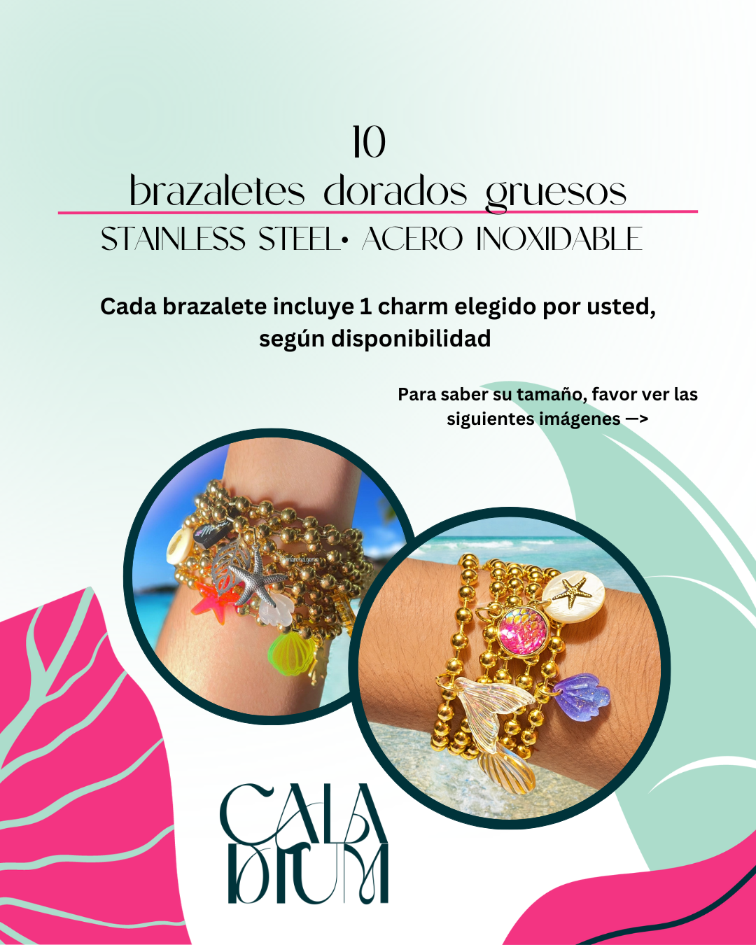10 brazaletes dorados GRUESOS