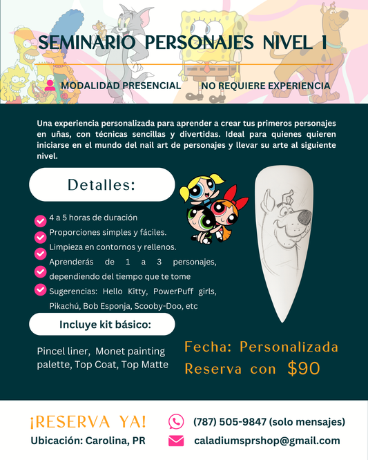 (DEPÓSITO) Seminario PRIVADO PRESENCIAL•  Personajes Nivel 1 • Básico (no requiere experiencia) oferta $180 • costo regular $280