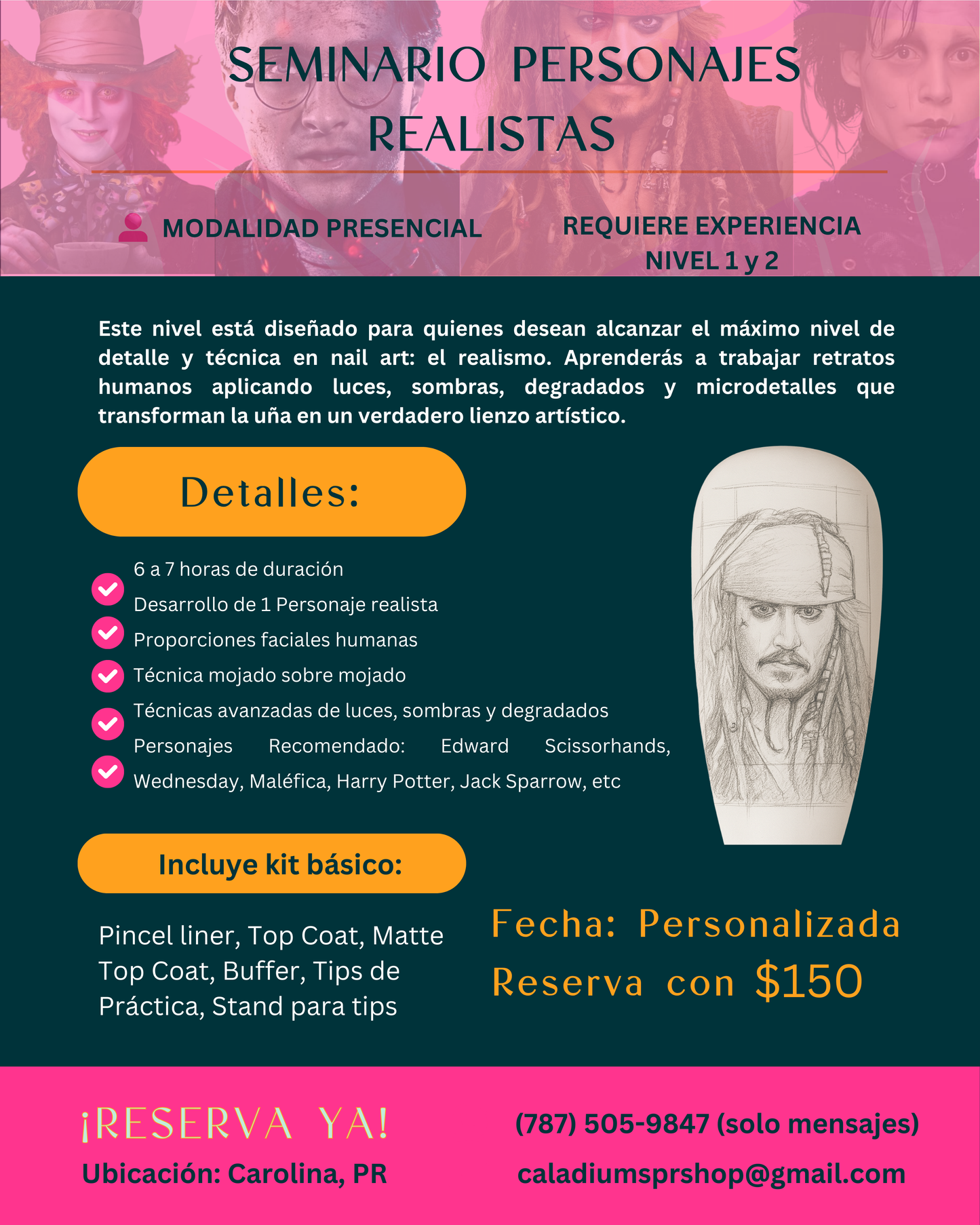 (DEPÓSITO) Seminario PRIVADO PRESENCIAL•  Personajes Realistas •(requiere experiencia en nivel 1 y nivel 2) oferta $300 • costo regular $400