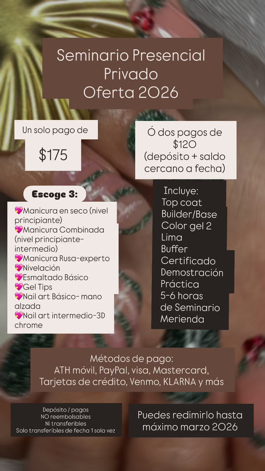 Seminario Oferta 2026 - 2 pagos de de $120 (depósito y luego salgo cercano a fecha)  - elige 3 temas